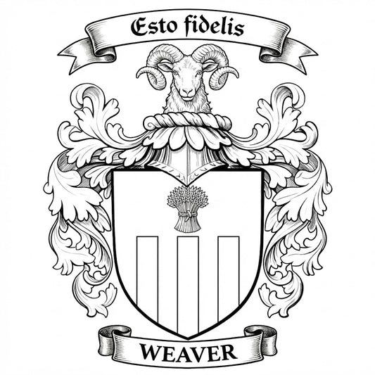 The Weaver Family Coat of Arms digital download: Includes Color PNG, B&W PNG, and SVG vector files