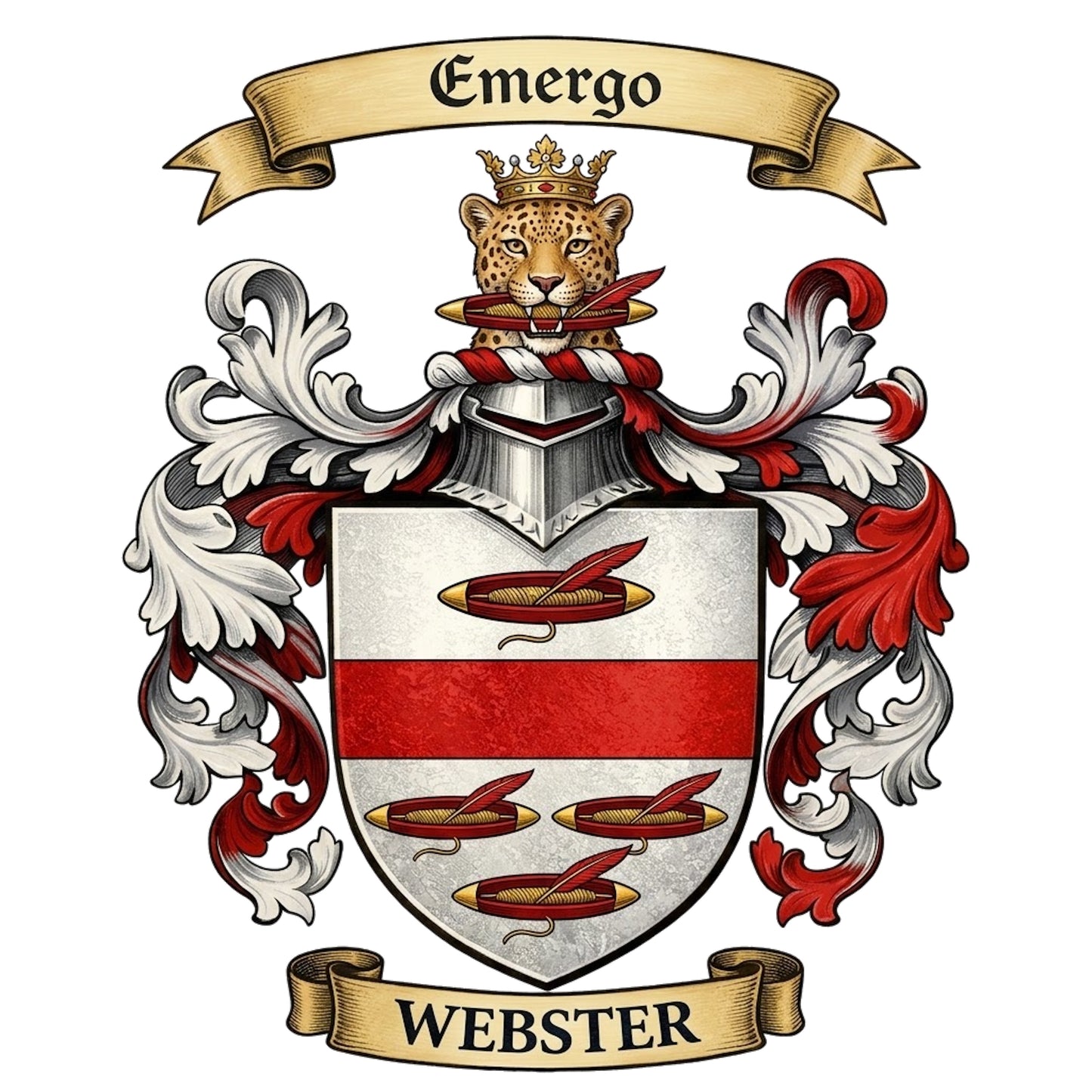 The Webster Family Coat of Arms digital download: Includes Color PNG, B&W PNG, and SVG vector files