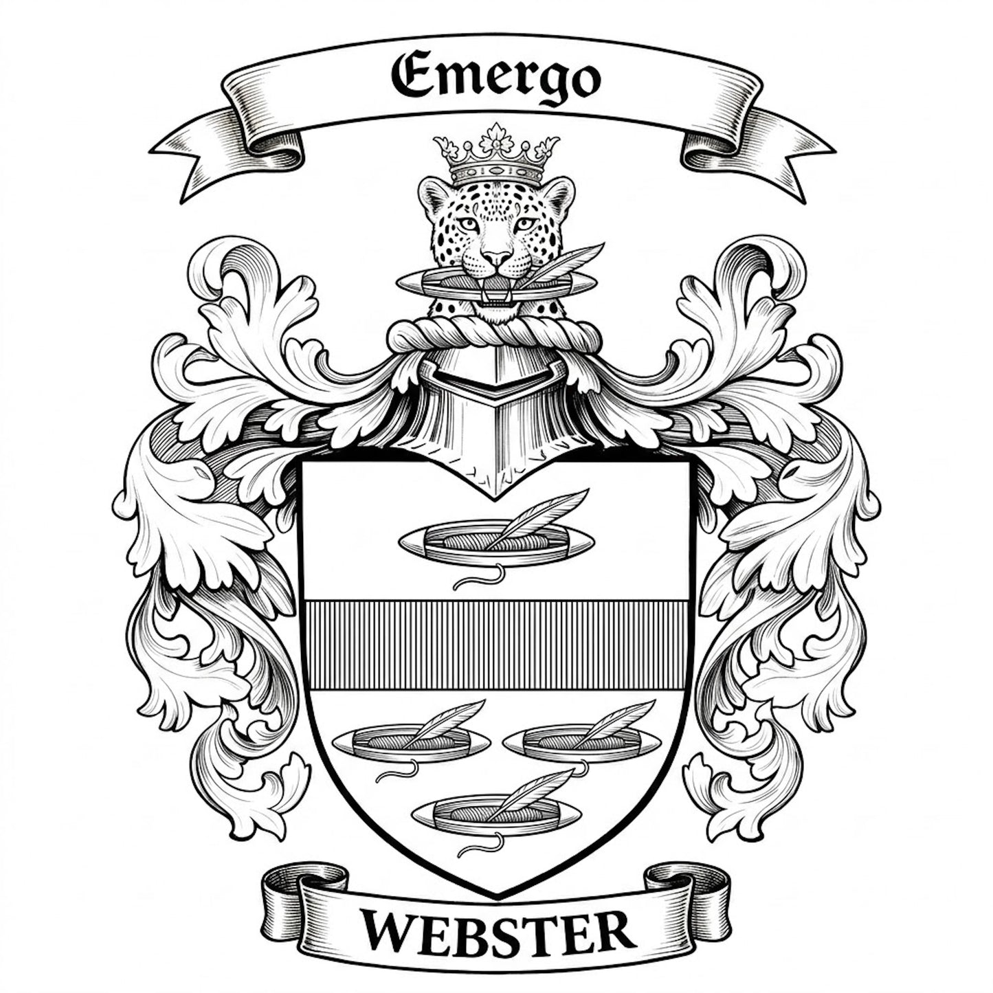 The Webster Family Coat of Arms digital download: Includes Color PNG, B&W PNG, and SVG vector files