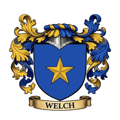 The Welch Family Coat of Arms digital download: Includes Color PNG, B&W PNG, and SVG vector files