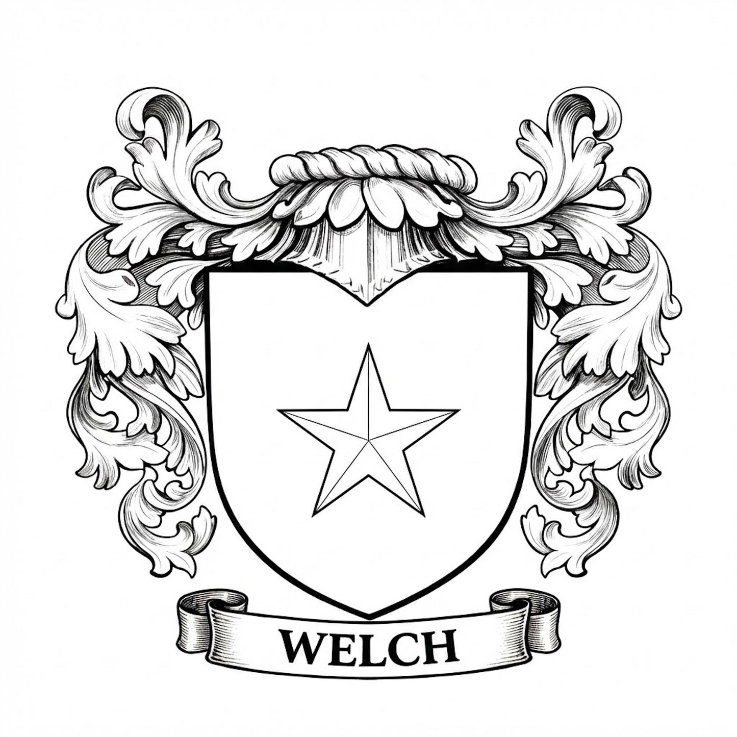 The Welch Family Coat of Arms digital download: Includes Color PNG, B&W PNG, and SVG vector files