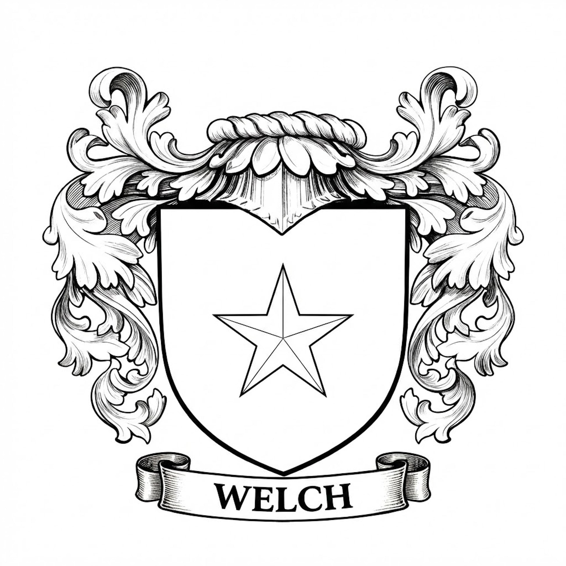 The Welch Family Coat of Arms digital download: Includes Color PNG, B&W PNG, and SVG vector files