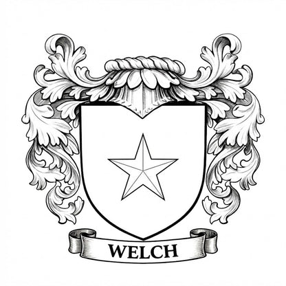 The Welch Family Coat of Arms digital download: Includes Color PNG, B&W PNG, and SVG vector files