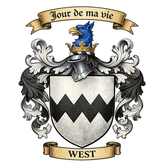The West Family Coat of Arms digital download: Includes Color PNG, B&W PNG, and SVG vector files