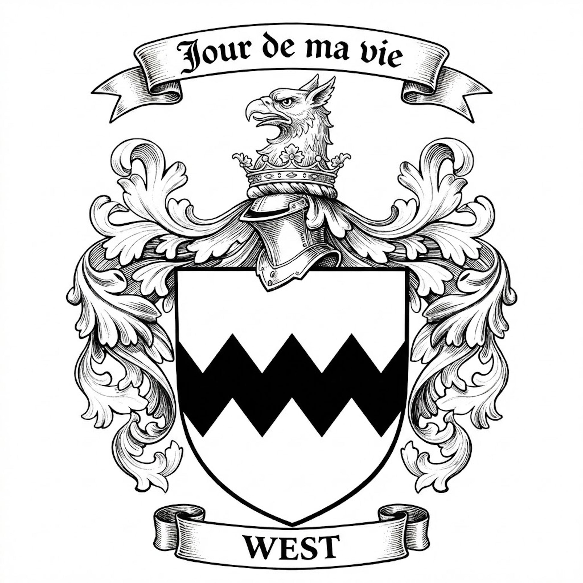 The West Family Coat of Arms digital download: Includes Color PNG, B&W PNG, and SVG vector files