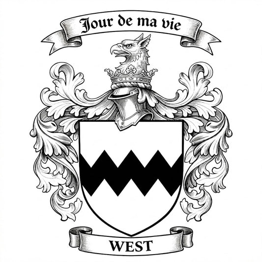 The West Family Coat of Arms digital download: Includes Color PNG, B&W PNG, and SVG vector files