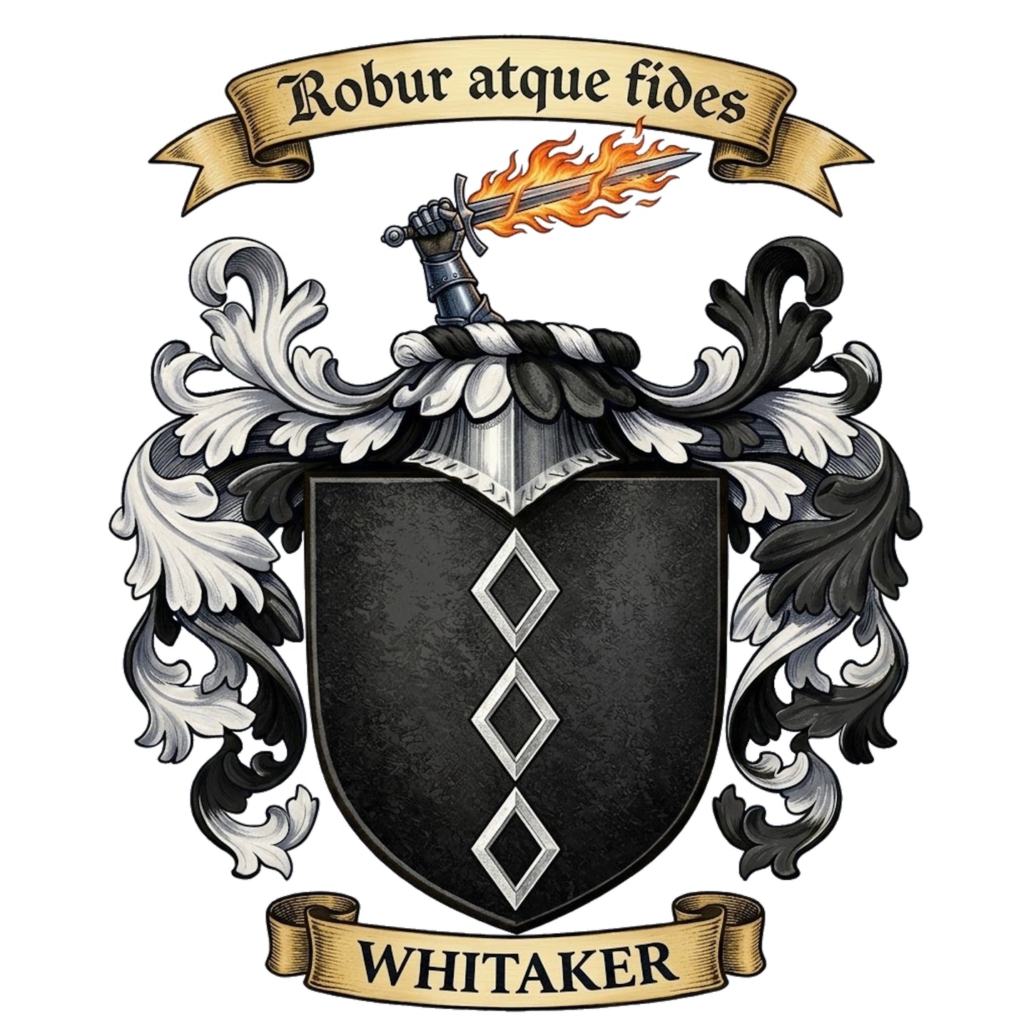 The Whitaker Family Coat of Arms digital download: Includes Color PNG, B&W PNG, and SVG vector files