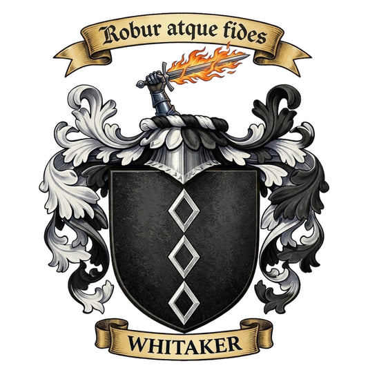 The Whitaker Family Coat of Arms digital download: Includes Color PNG, B&W PNG, and SVG vector files