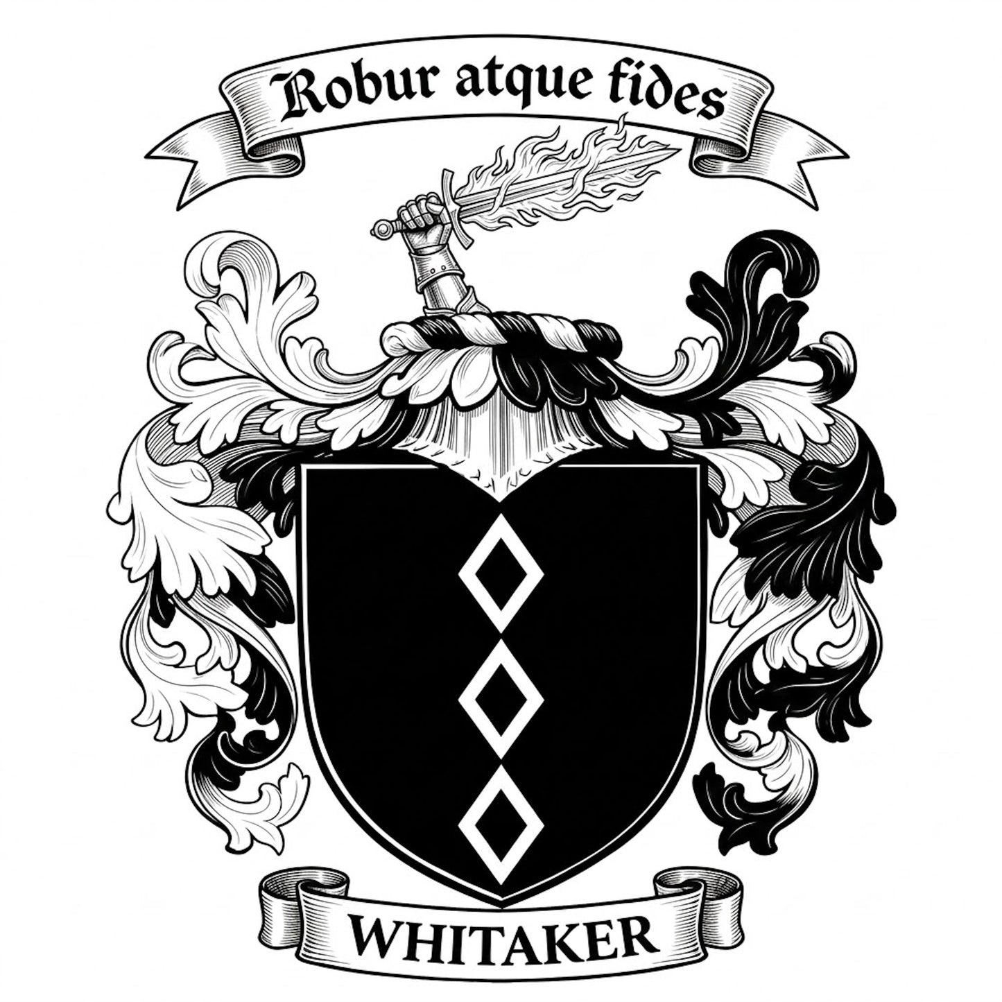 The Whitaker Family Coat of Arms digital download: Includes Color PNG, B&W PNG, and SVG vector files