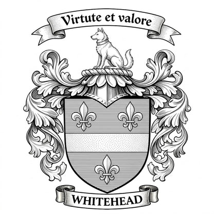 The Whitehead Family Coat of Arms digital download: Includes Color PNG, B&W PNG, and SVG vector files