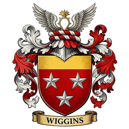 The Wiggins Family Coat of Arms digital download: Includes Color PNG, B&W PNG, and SVG vector files