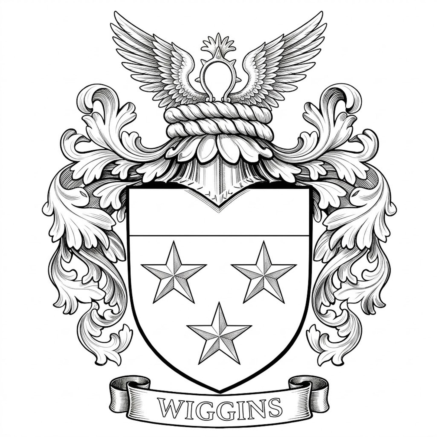 The Wiggins Family Coat of Arms digital download: Includes Color PNG, B&W PNG, and SVG vector files