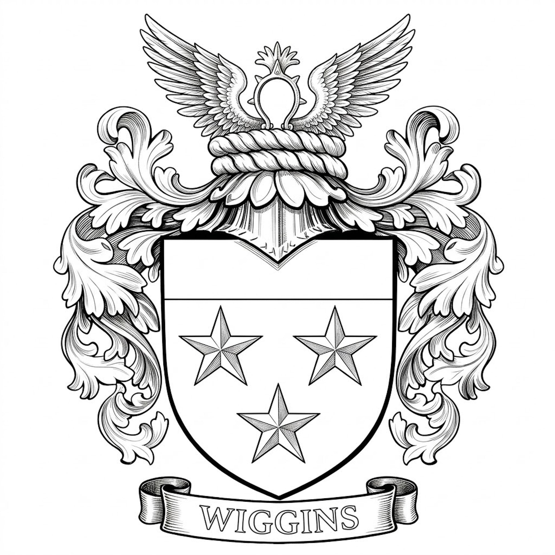 The Wiggins Family Coat of Arms digital download: Includes Color PNG, B&W PNG, and SVG vector files