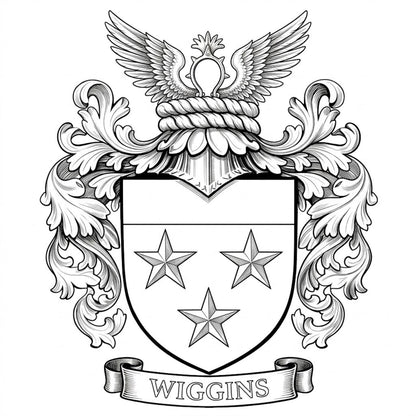 The Wiggins Family Coat of Arms digital download: Includes Color PNG, B&W PNG, and SVG vector files