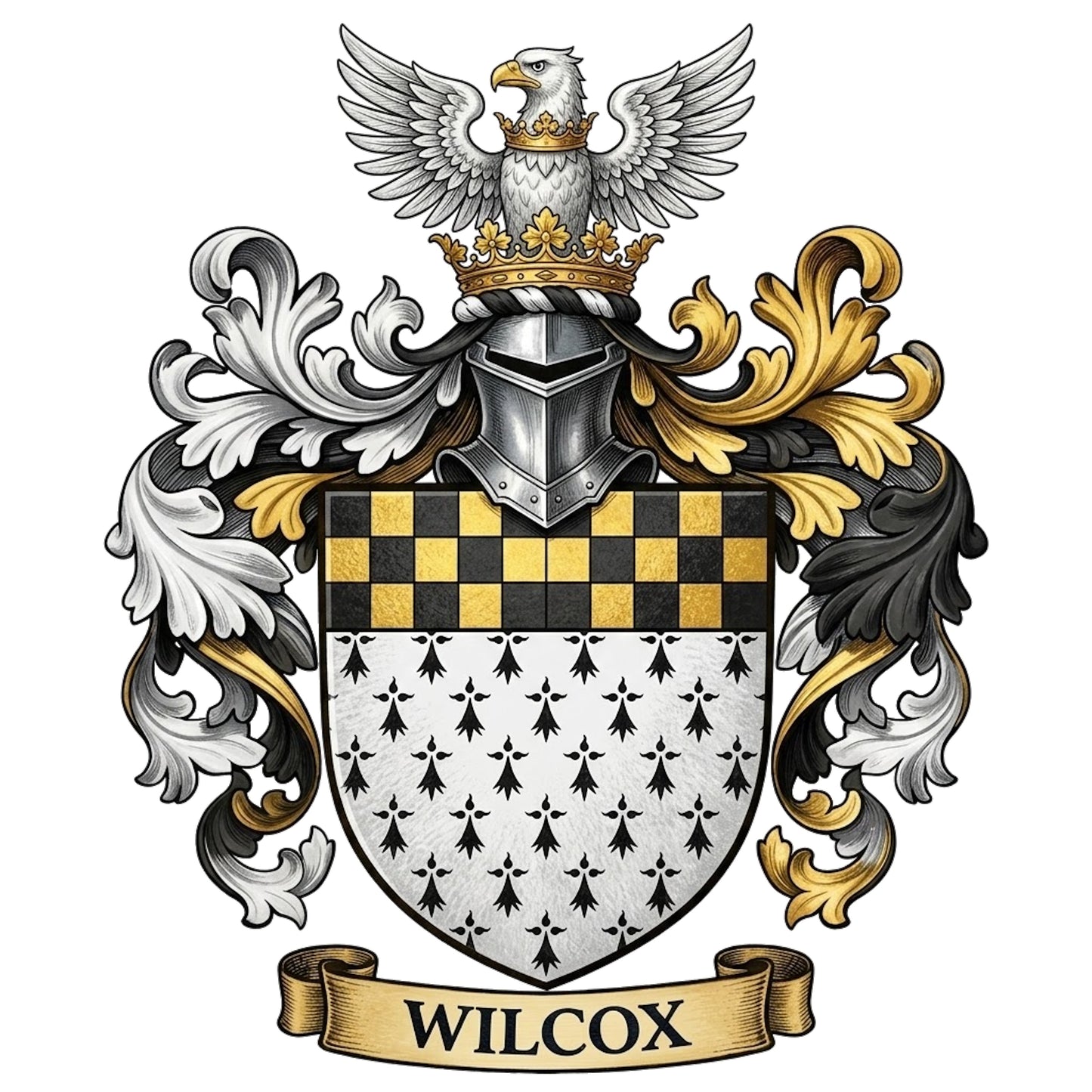 The Wilcox Family Coat of Arms digital download: Includes Color PNG, B&W PNG, and SVG vector files