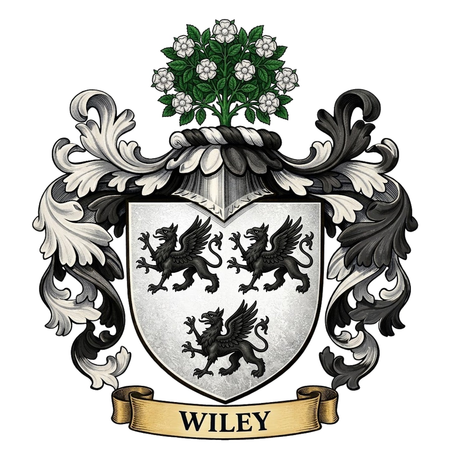 The Wiley Family Coat of Arms digital download: Includes Color PNG, B&W PNG, and SVG vector files