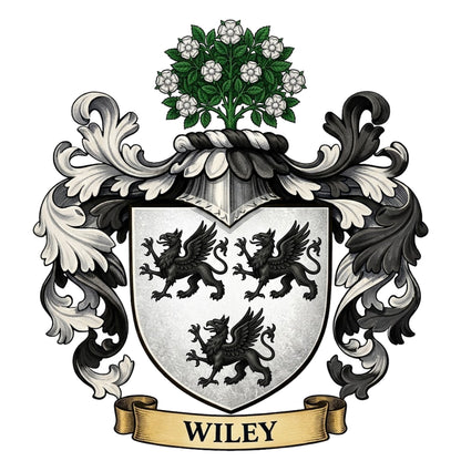 The Wiley Family Coat of Arms digital download: Includes Color PNG, B&W PNG, and SVG vector files