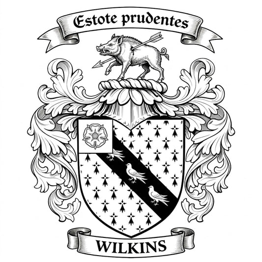 The Wilkins Family Coat of Arms digital download: Includes Color PNG, B&W PNG, and SVG vector files