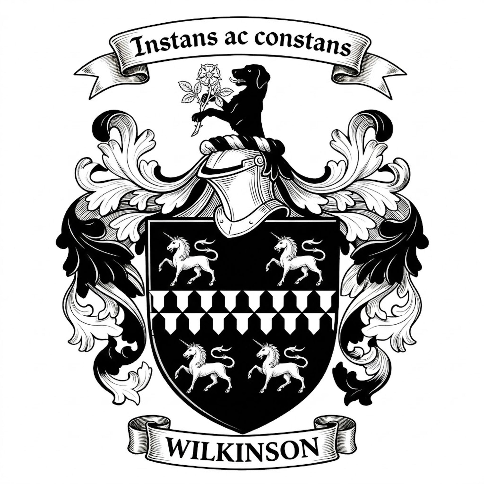 The Wilkinson Family Coat of Arms digital download: Includes Color PNG, B&W PNG, and SVG vector files