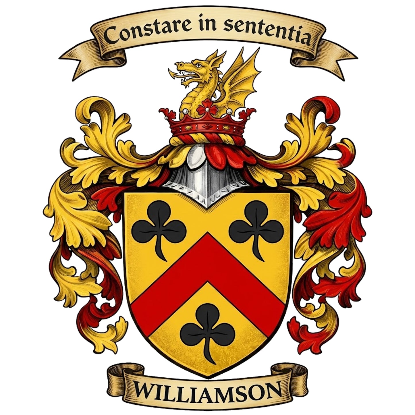 The Williamson Family Coat of Arms digital download: Includes Color PNG, B&W PNG, and SVG vector files
