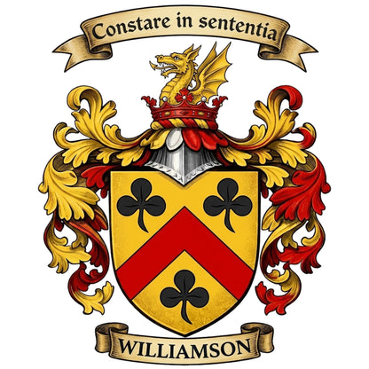 The Williamson Family Coat of Arms digital download: Includes Color PNG, B&W PNG, and SVG vector files