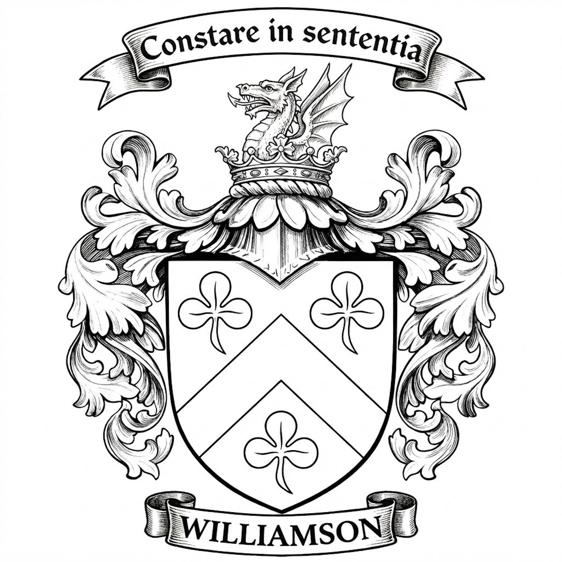 The Williamson Family Coat of Arms digital download: Includes Color PNG, B&W PNG, and SVG vector files