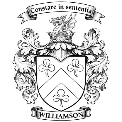 The Williamson Family Coat of Arms digital download: Includes Color PNG, B&W PNG, and SVG vector files