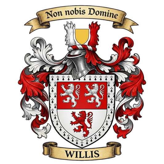 The Willis Family Coat of Arms digital download: Includes Color PNG, B&W PNG, and SVG vector files