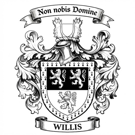 The Willis Family Coat of Arms digital download: Includes Color PNG, B&W PNG, and SVG vector files
