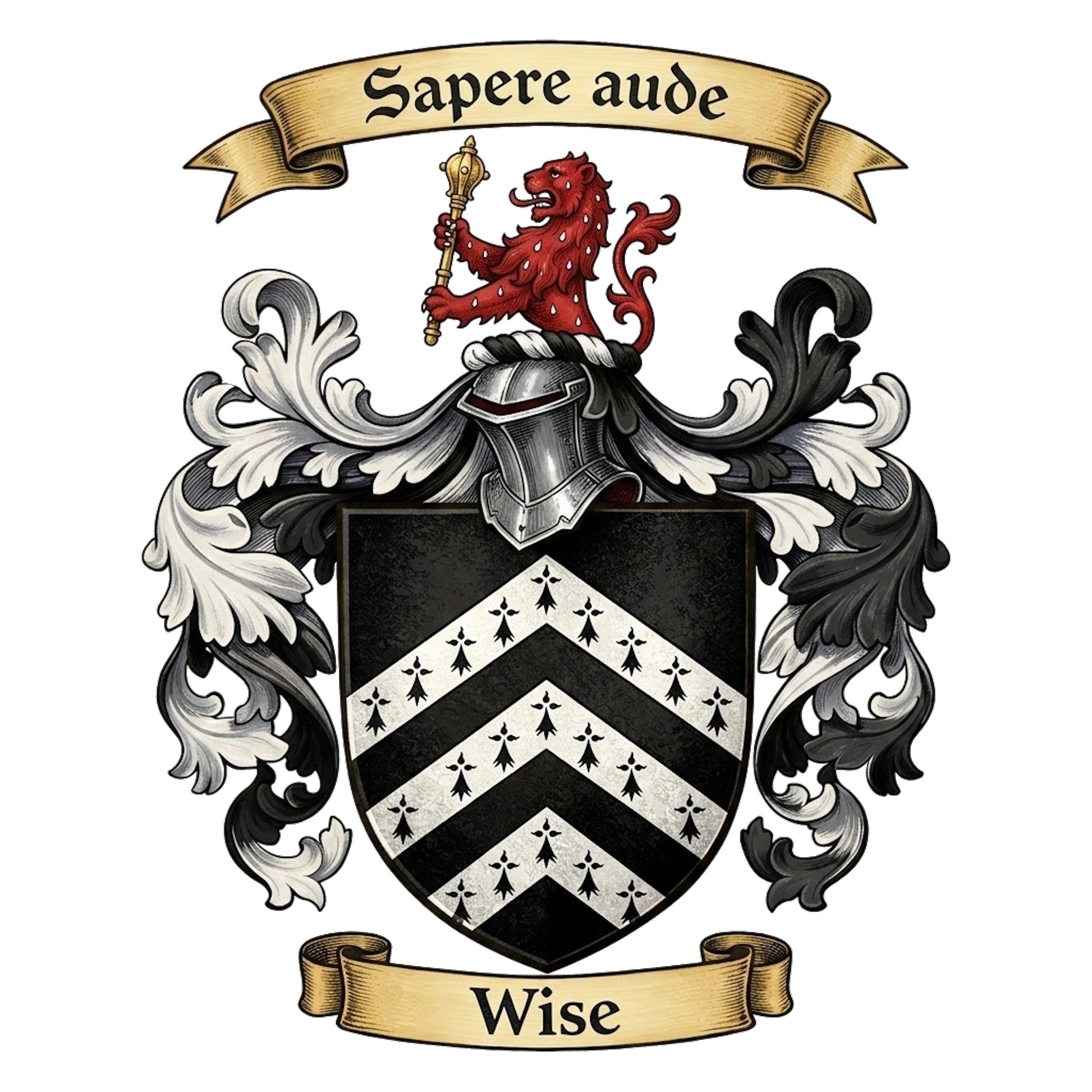 The Wise Family Coat of Arms digital download: Includes Color PNG, B&W PNG, and SVG vector files