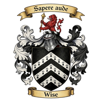 The Wise Family Coat of Arms digital download: Includes Color PNG, B&W PNG, and SVG vector files