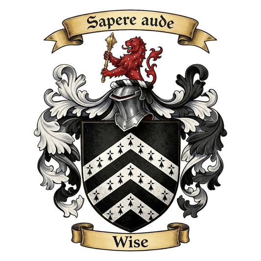 The Wise Family Coat of Arms digital download: Includes Color PNG, B&W PNG, and SVG vector files