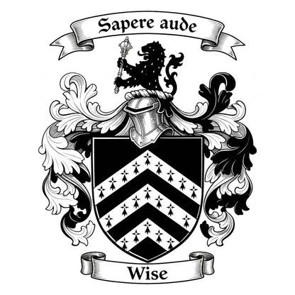 The Wise Family Coat of Arms digital download: Includes Color PNG, B&W PNG, and SVG vector files