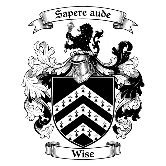 The Wise Family Coat of Arms digital download: Includes Color PNG, B&W PNG, and SVG vector files