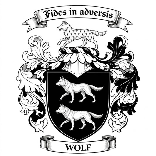 The Wolf Family Coat of Arms digital download: Includes Color PNG, B&W PNG, and SVG vector files