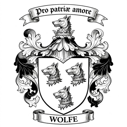 The Wolfe Family Coat of Arms digital download: Includes Color PNG, B&W PNG, and SVG vector files