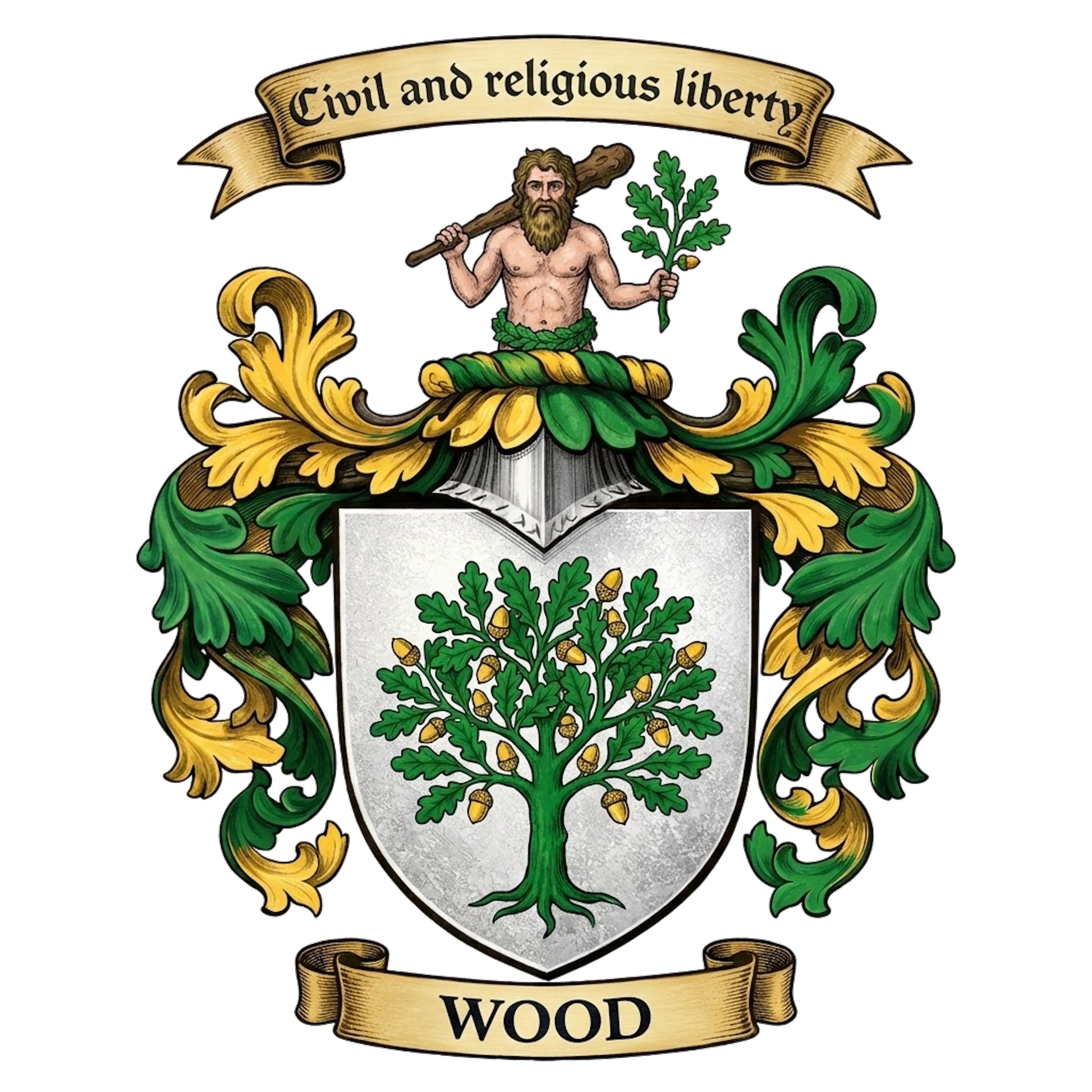 The Wood Family Coat of Arms digital download: Includes Color PNG, B&W PNG, and SVG vector files