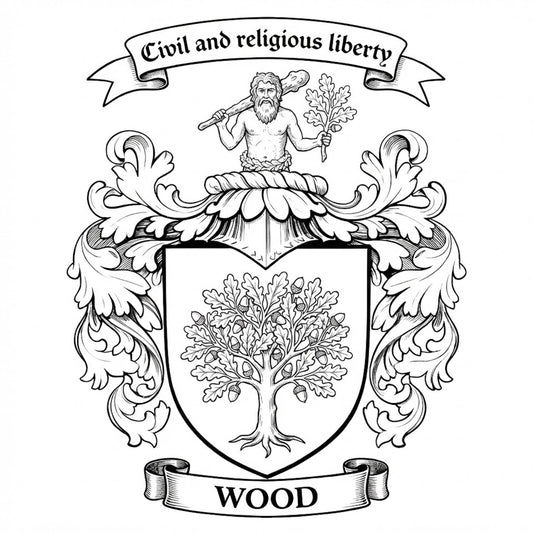The Wood Family Coat of Arms digital download: Includes Color PNG, B&W PNG, and SVG vector files