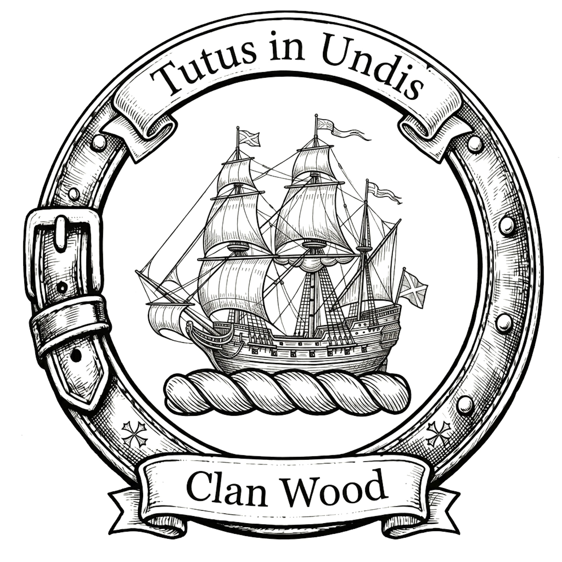 Clan Wood Crest digital download: Includes Color PNG, B&W PNG, and SVG vector files