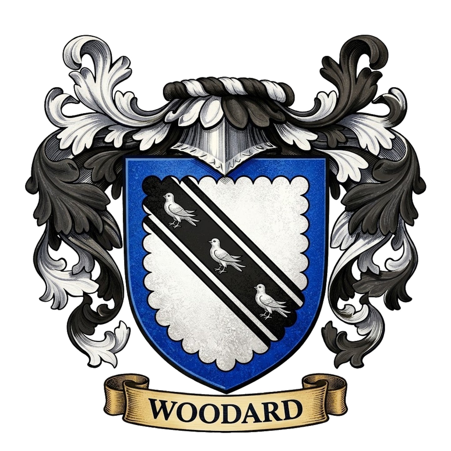The Woodard Family Coat of Arms digital download: Includes Color PNG, B&W PNG, and SVG vector files