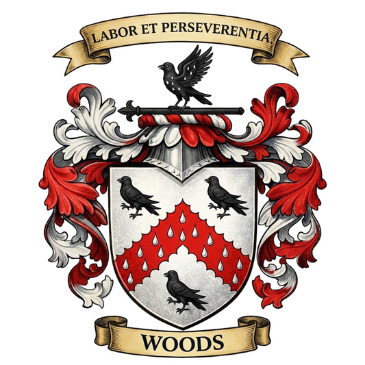 The Woods Family Coat of Arms digital download: Includes Color PNG, B&W PNG, and SVG vector files