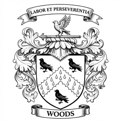 The Woods Family Coat of Arms digital download: Includes Color PNG, B&W PNG, and SVG vector files