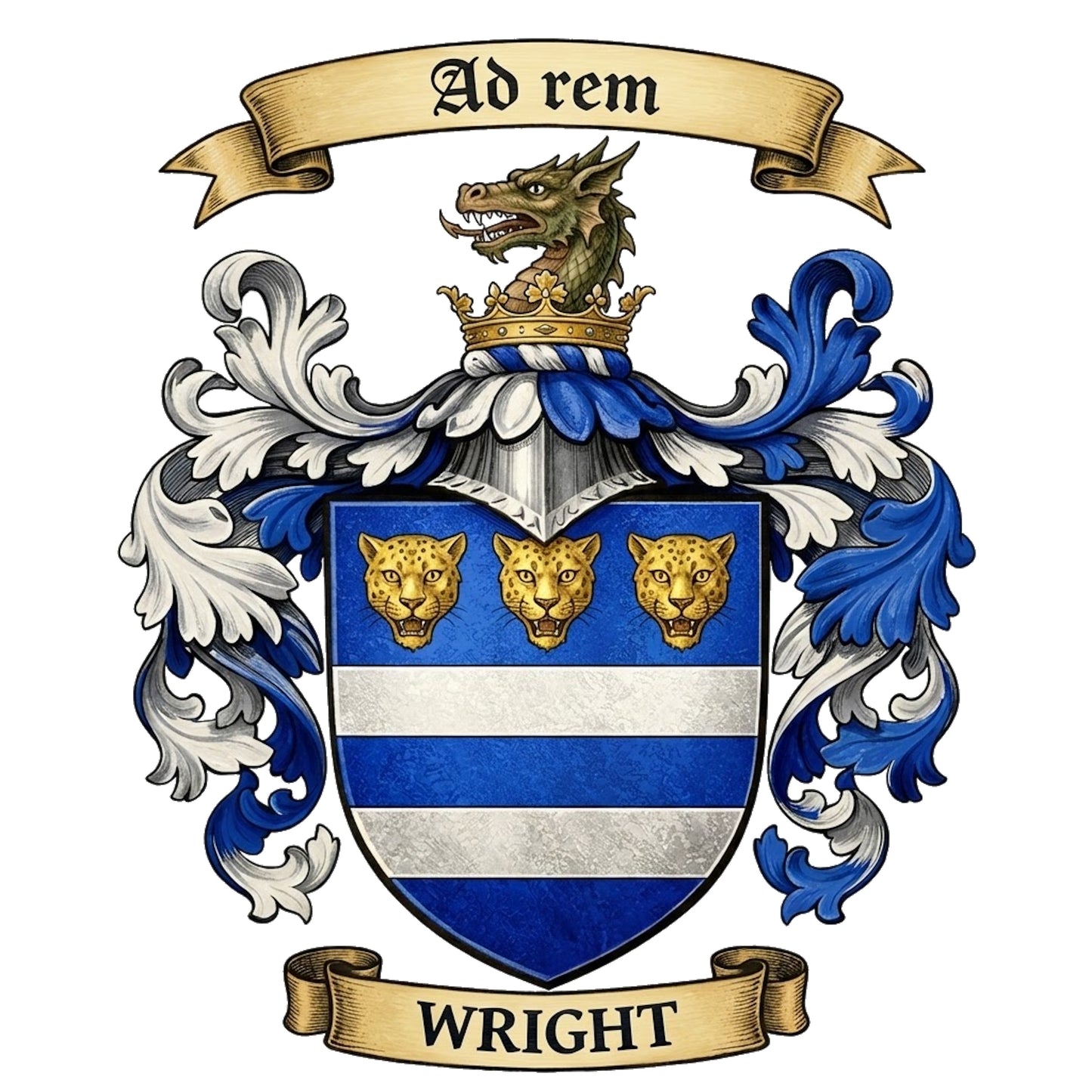 The Wright Family Coat of Arms digital download: Includes Color PNG, B&W PNG, and SVG vector files