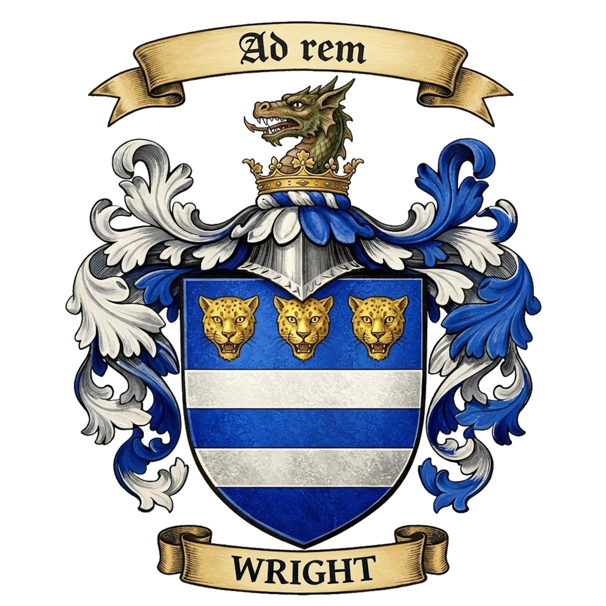 The Wright Family Coat of Arms digital download: Includes Color PNG, B&W PNG, and SVG vector files