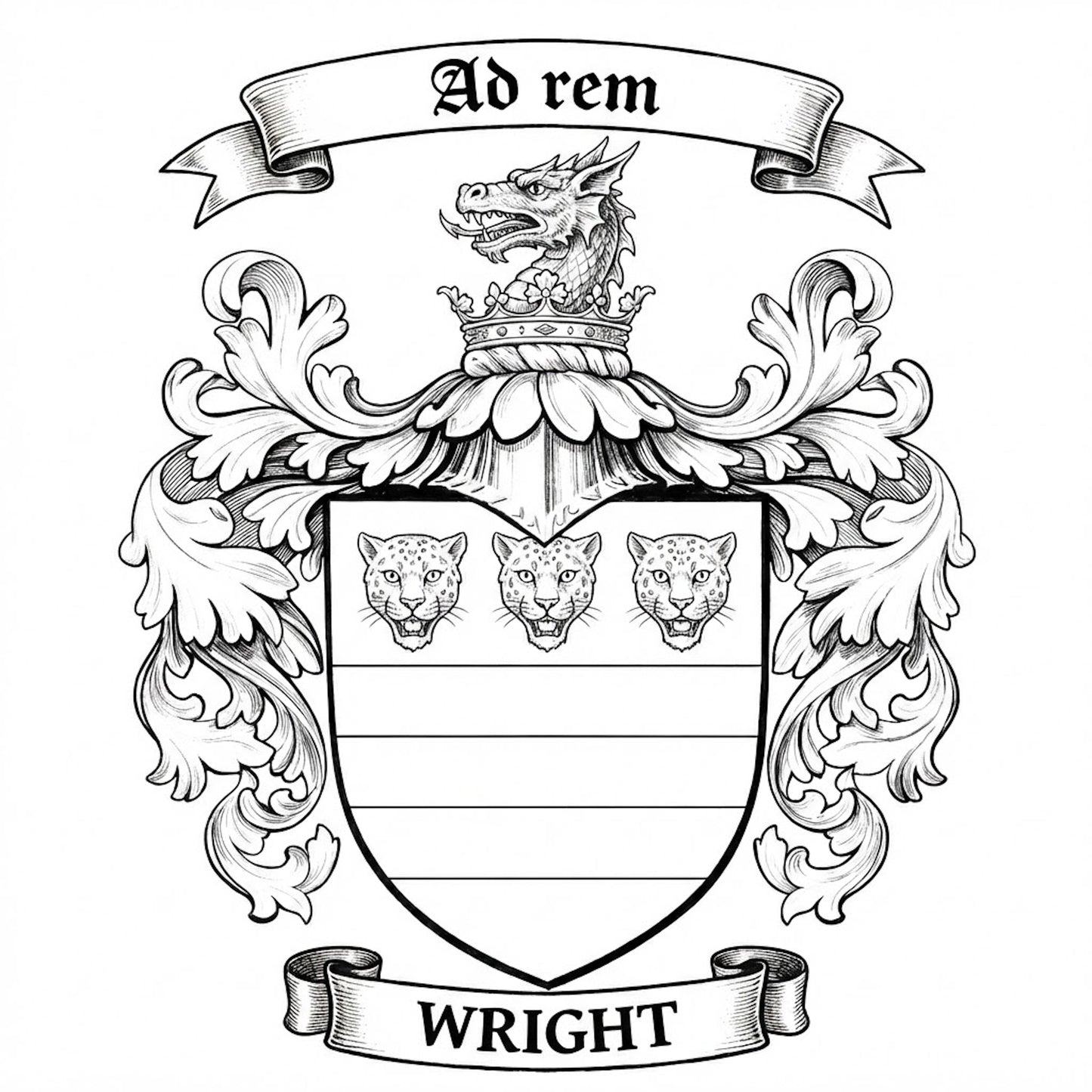 The Wright Family Coat of Arms digital download: Includes Color PNG, B&W PNG, and SVG vector files