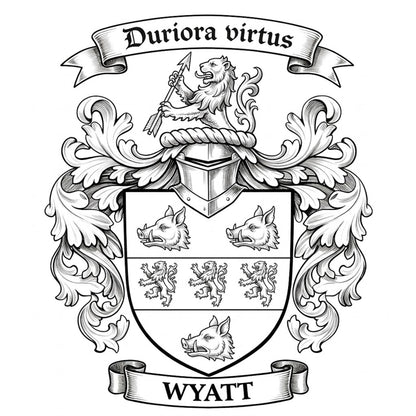 The Wyatt Family Coat of Arms digital download: Includes Color PNG, B&W PNG, and SVG vector files