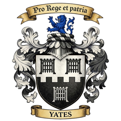 The Yates Family Coat of Arms digital download: Includes Color PNG, B&W PNG, and SVG vector files