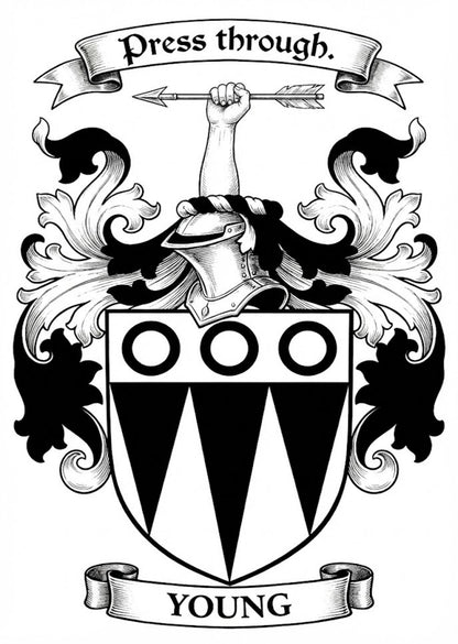 The Young Family Coat of Arms digital download: Includes Color PNG, B&W PNG, and SVG vector files